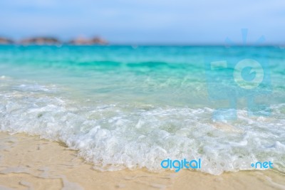 Tilt-shift Blur Beach In Summer Of Thailand Stock Photo