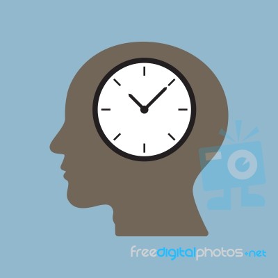 Time Clock In Human Head Stock Image