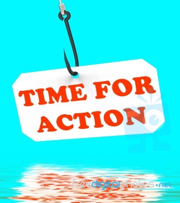 Time For Action On Hook Displays Encouragement And Great Inspira… Stock Image