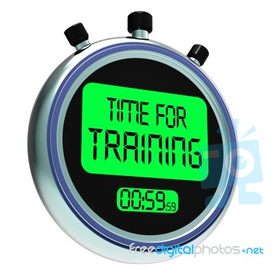 Time For Training Message Shows Coaching And Instructing Stock Image