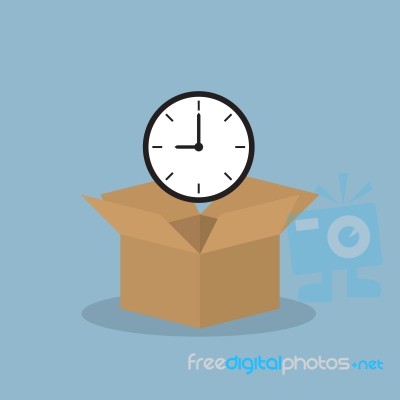 Time Heart Over Opened Box Stock Image