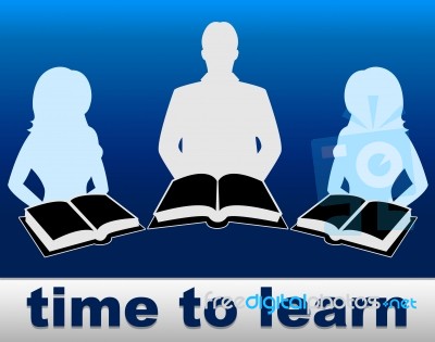 Time To Learn Means Learned Books And Training Stock Image