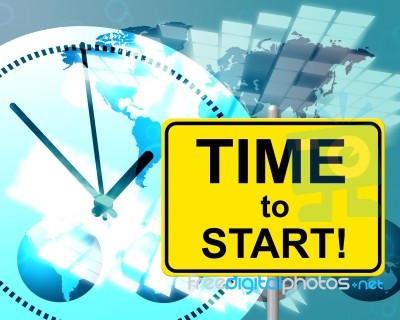 Time To Start Represents At The Moment And Currently Stock Image