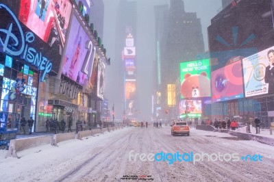 Times Square X Snow 2018 Stock Photo