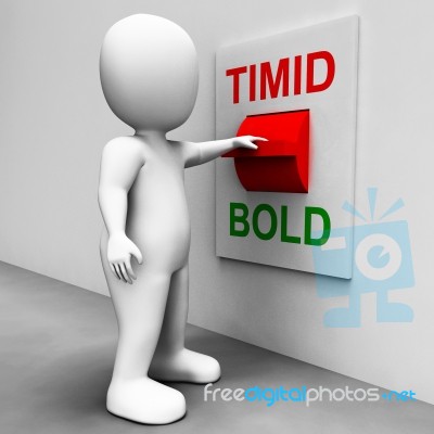 Timid Bold Switch Means Fear Or Courage Stock Image