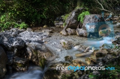 Tiny Rapids At The Val Vertova Torrent Lombardy Near Bergamo In Stock Photo