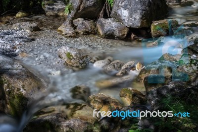 Tiny Rapids At The Val Vertova Torrent Lombardy Near Bergamo In Stock Photo