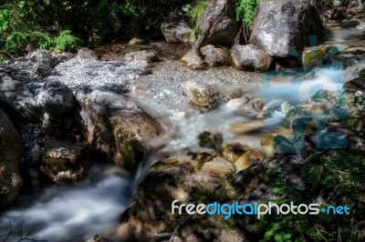 Tiny Rapids At The Val Vertova Torrent Near Bergamo In Italy Stock Photo