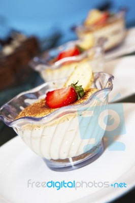 Tiramisu On Plates Stock Photo