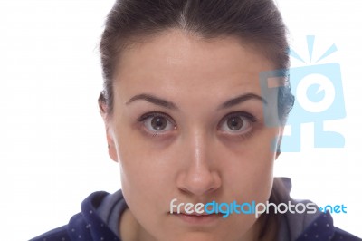 Tired Young Woman After Hard Day Isolated Stock Photo