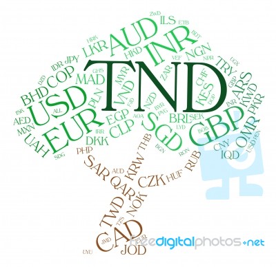 Tnd Currency Shows Worldwide Trading And Broker Stock Image