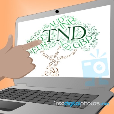 Tnd Currency Shows Worldwide Trading And Broker Stock Image