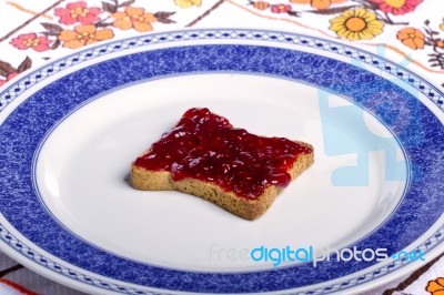 Toasted Bread With Jam Stock Photo