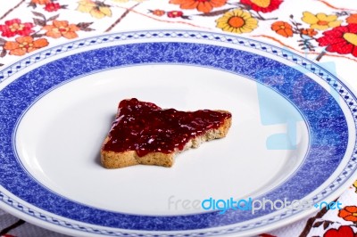 Toasted Bread With Jam Stock Photo