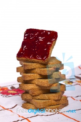 Toasted Bread With Jam Stock Photo