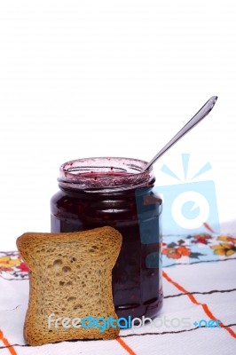 Toasted Bread With Jam Stock Photo