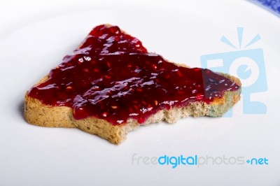 Toasted Bread With Jam Stock Photo