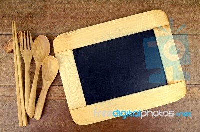 Today's Menu On Wood Background Stock Photo