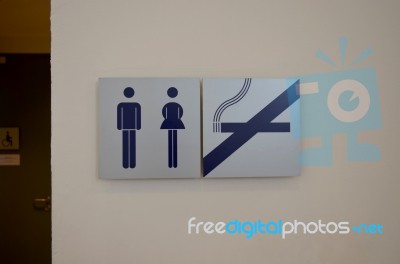 Toilet Sign And No Smoking Signs Stock Photo