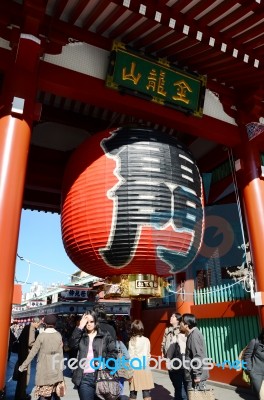 Tokyo, Japan - Nov 21: Imposing Buddhist Structure Features A Ma… Stock Photo