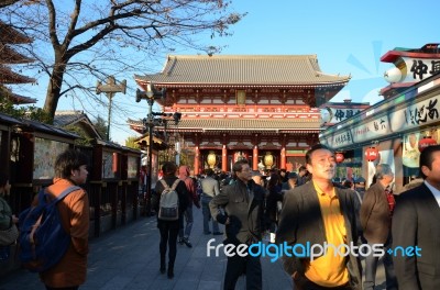 Tokyo, Japan - Nov 21 : Nakamise Shopping Street In Asakusa Stock Photo