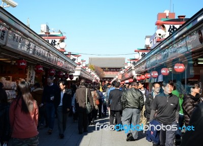 Tokyo, Japan - Nov 21 : Nakamise Shopping Street In Asakusa, Tok… Stock Photo