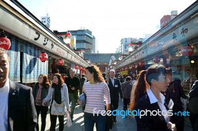 Tokyo, Japan - Nov 21 : Nakamise Shopping Street In Asakusa, Tok… Stock Photo