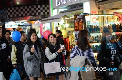 Tokyo, Japan - Nov 24 : Crowd At Takeshita Street Harajuku Stock Photo