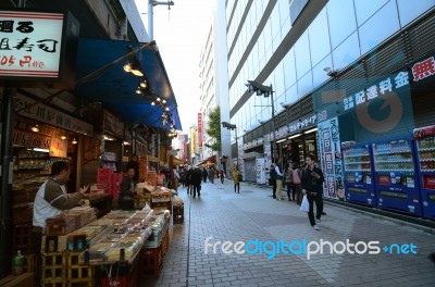 Tokyo, Japan - November 22 : Ameyoko Market In Ueno District Stock Photo