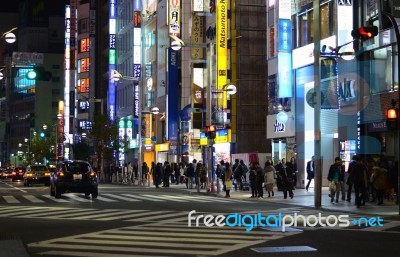 Tokyo - November 23: Street Life In Shinjuku Stock Photo