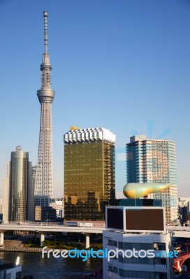 Tokyo Sky Tree Viewed From Asakusa Skyscraper, Tokyo, Japan Stock Photo