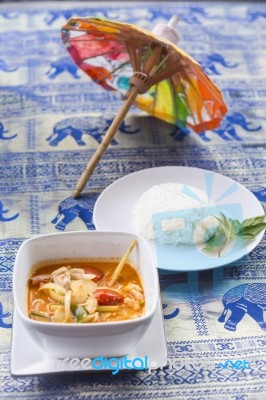 Tom Yum Goong Soup - Thai The Most Famous Dish Stock Photo