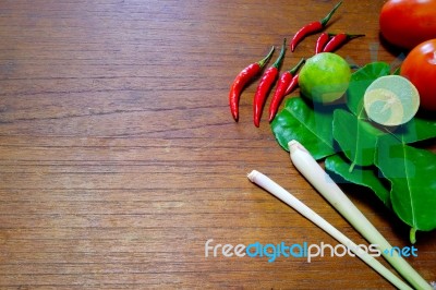 Tom Yum (thai Food)  Ingredients Stock Photo