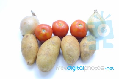 Tomato Potato And Onion Stock Photo