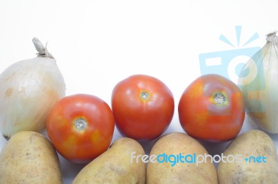 Tomato Potato And Onion Stock Photo