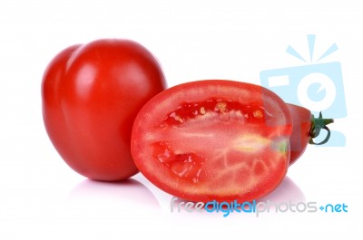 Tomato With Cut Isolated On White Background Stock Photo