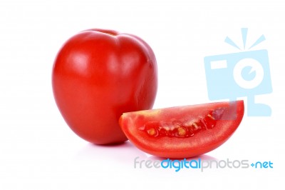 Tomato With Cut Isolated On White Background Stock Photo