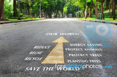 Tool For Save The World On The Road Surface Stock Photo