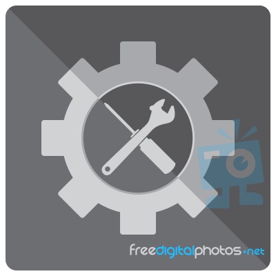 Tool  Icon Design. Wrench With Screw Driver Symbol. Object Tool Icon Stock Image