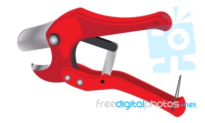 Tool. Red Pipe Cutting Isolated On White Background. Pipe Cutter On White Background Stock Image