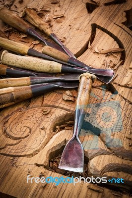 Tools Of The Woodcarver Stock Photo