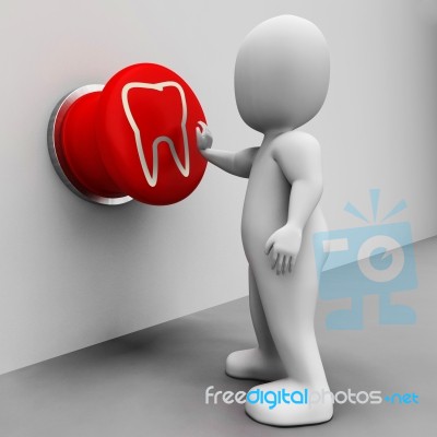 Tooth Button Means Oral Health Or Dentist Appointment Stock Image