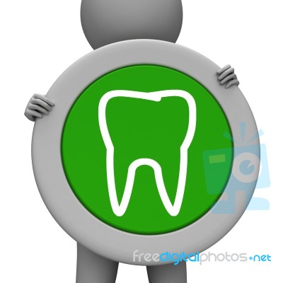 Tooth Icon Represents Dental Signboard And Smile Stock Image