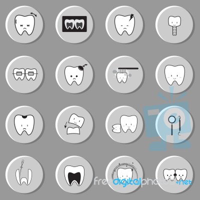 Tooth Icon Set, Thin Line Icon. Oral Hygiene, Dental Health And Dental Treatment Stock Image