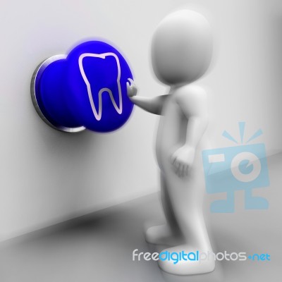 Tooth Pressed Means Oral Health Or Dentist Appointment Stock Image