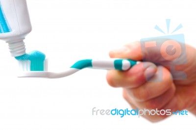 Toothbrush With Toothpaste Stock Photo