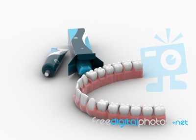 Toothpaste With Artificial Tooth Stock Image