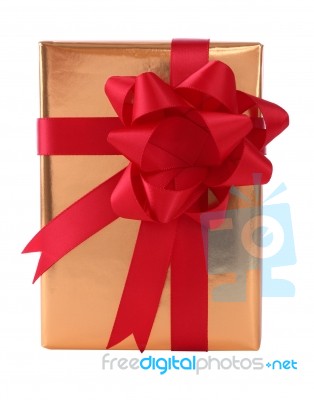 Top Gift Box New Year On White Background Stock Photo