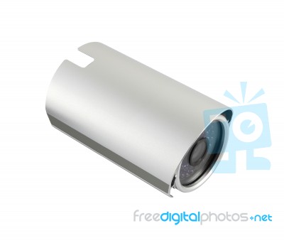 Top Head Of Security Camera On White Background Stock Photo