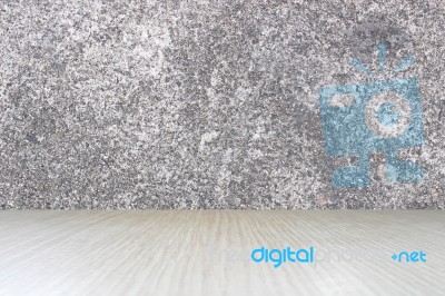 Top Of Wood Table On Old Concrete Wall Background Stock Photo